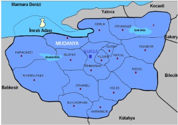 Mudanya Evden Eve Nakliyat hizmet bölgesi haritası